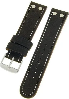 Produktbild von Uhrenarmband echtes Leder dunkelbraun mit brauner Naht 22mm