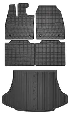 Image de Tapis en caoutchouc + bac de coffre pour Lexus RZ 2022- (SUV/crossover, coffre standard) – 5 pièces, noirs, sur mesure