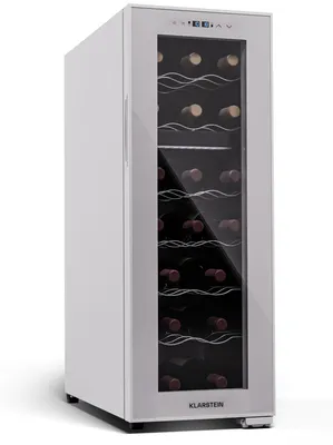 Produktbild von Klarstein Freistehender Weinkühlschrank 2 Zonen, Getränkekühlschrank Klein, Kleiner Weinschrank, Wein-Kühlschrank Klein mit Glastür, Indoor/Outdoor Flaschenkühlschrank, Wine Fridge, 18 Flaschen