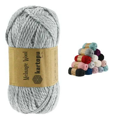 100g Strickgarn Kartopu Melange Wool Strickwolle Häkelgarn silbergrau
