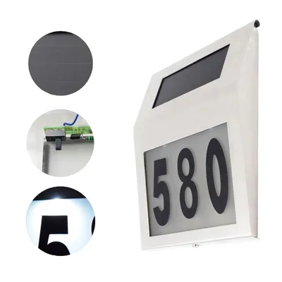 Produktbild von Solar Hausnummer,Hausnummer,Solar Hausnummernleuchte Mit 2 LEDs Beleuchtung,Edelstahl,Wasserdicht,Außen mit Nummern 0-9 & Buchstaben A-H