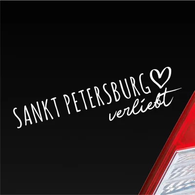Produktbild von Auto Aufkleber Sankt Petersburg verliebt Herz Stadt Heimat Liebe Car 19x5 cm Weiss Matt Sticker Heckscheibenaufkleber