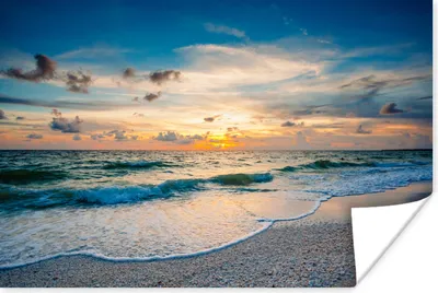 Produktbild von MuchoWow® Poster Strand - Meer - Sonnenuntergang 180x120 cm - Fotoplakat