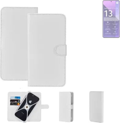 Produktbild von K-S-Trade Handy Hülle Schutz Hülle kompatibel mit Xiaomi Redmi Note 13 Pro+ Cover Case Bookstyle Bumper weiß 1x
