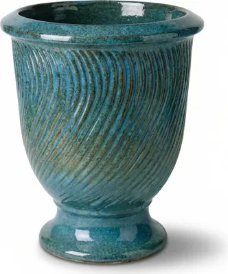 Produktbild von Provencelia Keramik Pflanzkübel Morgane Blaugrün, Ø42 x H52 cm, frostbeständig, handgefertigt, glasiert, Outdoor, Garten, Terrasse, winterfest