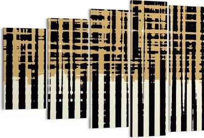 Produktbild von Bild auf Leinwand - Leinwandbild - 5 Teile - Abstraktion Weiß Gürtel - 150x100cm - Wand Bild - Wanddeko - Wandbilder - Leinwanddruck - Bilder - Wanddekoration - Leinwand bilder - EG150x100-4857