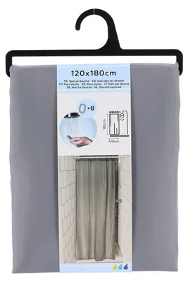 Produktbild von Polyester duschvorhang 120x180 cm 8 ringe pp - grau - Tendance