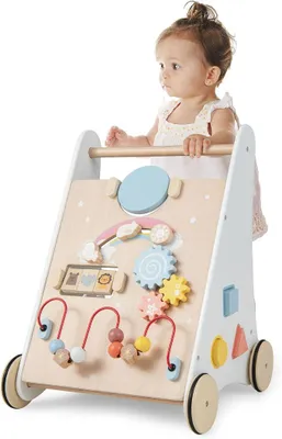 Imagen del producto de Carrito de aprendizaje de madera con espejos y actividades, estilo Montessori