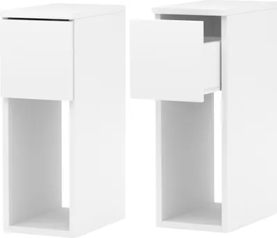 Produktbild von Nachttisch 2er SET 20x55x30cm - Nachttischschrank für Schlafzimmer - Nachtkommode mit Schubladen - Beistellschrank - Schlafzimmer Nachttisch Weiß Matt