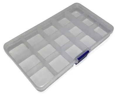Aufbewahrungsbox mit 15 Fächern, transparent, 17,3x9,8x2,3 cm