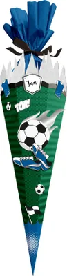 Produktbild von itenga SCHULTÜTEN Bastelset 68cm "FUSSBALL" meine Vereinstüte grün - blau weiß