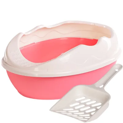 Immagine prodotto di piccola lettiera con paletta, Furrever Friends Purrfect Point Pink with Scoop, bordi alti, gancio per la paletta, colore rosa