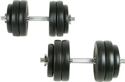 Produktbild von dkd-home-decor Hantel Set 30 kg, 2 Hanteln, 12 Hantelscheiben, Kunststoff Ummantelung, Länge 45 cm