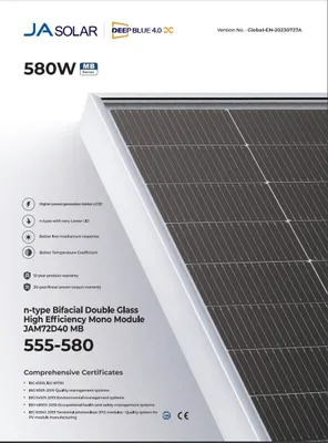 Produktbild von 2x 0% 575W BiFazial Solarmodul JA Solar JAM72D40-575MB- Photovoltaik Solarpanel PV