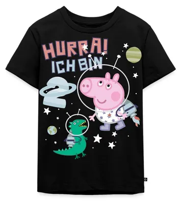 Produktbild von Spreadshirt Peppa Wutz Schorsch 2. Geburtstag Kinder Premium T-Shirt, 134/140 (8 Jahre), Schwarz