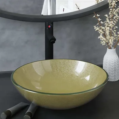 Produktbild von ZMH Badezimmer Waschbecken mit Wasserhahn und Ablaufgarnitur Gold