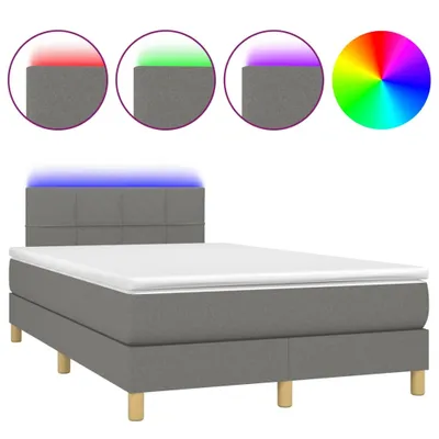 Obrázek produktu pro vidaXL Postel Boxspring s matrací a LED diodami Tmavě šedá 120x200 cm Látka