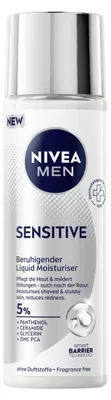 Produktbild von NIVEA MEN Sensitive Beruhigender Liquid Moisturiser 100ml, Männer, 100 ml, Flüssigkeit, Empflindliche Haut, Haut mit Rötungen, Irritated skin, All ages, Feuchtigkeitsspendend, Nährend, Weichmachend, Beruhigend