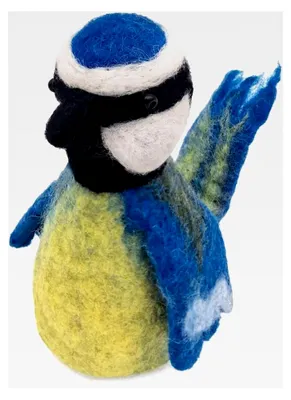 Produktbild von Eierwärmer Blaumeise aus Filz, Handarbeit, 12cm x 7cm x 7cm