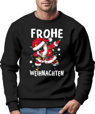 Produktbild von Sweatshirt Herren Weihnachtspullover Frohe Weihnachten Aufdruck Dabbing Santa Weihnachtsoutfit Männer Moonworks®