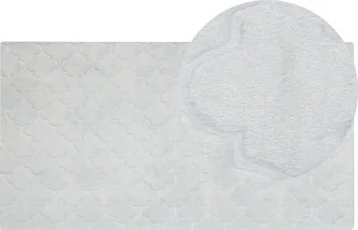 Produktbild von BELIANI Teppich Hellgrau Kaninchen-Kunstfell 80x150 cm Einfarbig Handgefertigt Marokkanisches Muster Shaggy Modern Glam Wohnzimmer Ausstattung Deko