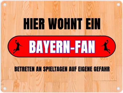 Produktbild von Hier wohnt ein Bayern-Fan Metallschild in 15x20 cm mit Turnhallenboden Motiv