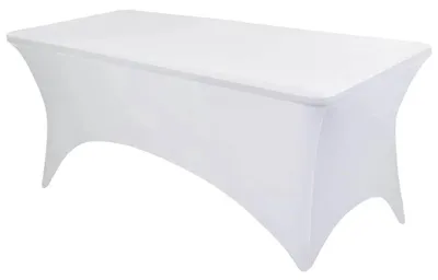Stretch Tischdecke 1,8 m, weiß, rechteckig, waschbar