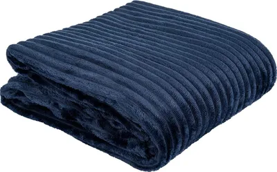 Zdjęcie produktu dla Koc flanelowy z mikrofibry przytulny koc narzuta na łóżko paski, rozmiar: 150x200 cm, kolor: niebieski, granatowy
