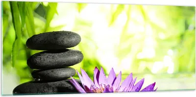 Produktbild von Bilder auf glas - Spa bambus blume wasser - 120x50cm - Glasbilder - Wandbilder - Kunstdruck - zum Aufhängen bereit - Wanddekoration aus Glas - Glas Bilder - Wandbild auf Glas - GAB120x50-2477