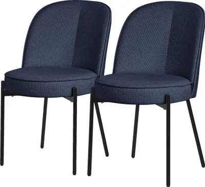 Zdjęcie produktu dla ML-Design krzesła do jadalni zestaw 2 granatowych krzeseł kuchennych z poliestru z metalowymi nogami krzesło do salonu z oparciem tapicerowane krzesła do jadalni