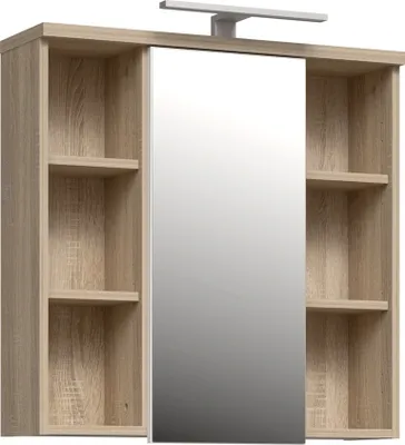 Produktbild von Badezimmerspiegelschrank >Veris< LED-Beleuchtung, Spiegel, Sonoma Eiche Nachbildung - 68,6x68,1x20cm (B/H/T)