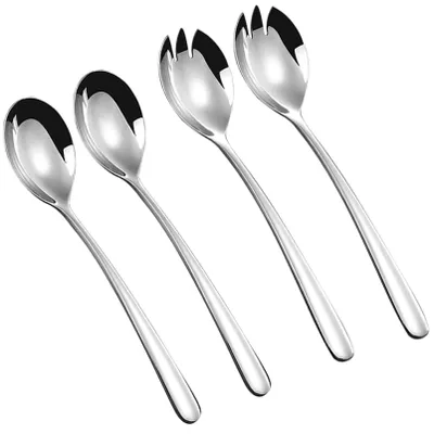 Salatbesteck-Set, 4-teilig, Edelstahl, Löffel und Gabeln