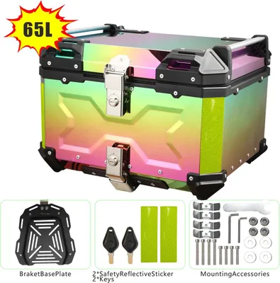 Produktbild von Motorrad Topcase 65L - Heckkoffer - Edelstahl - Wasserdichte Gepäckbox - Robuste Ausführung - Sicherheitsverschluss