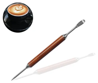 Latte Art Stift Edelstahl Holzgriff 15,5 cm Kaffeekunst