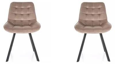 Image de Lot de 2 chaises pivotantes en velours - Gamme Monti - Taupe