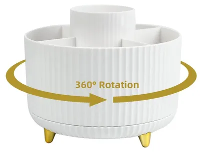 Schreibtisch-Organizer, 360° drehbar, 5 Fächer, weiß