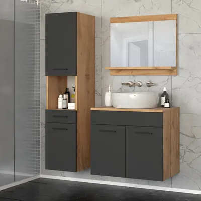 Zdjęcie produktu dla Blanco ® Meble łazienkowe Zestaw mebli łazienkowych PARIS 3 Meble do łazienki SZARY MAT