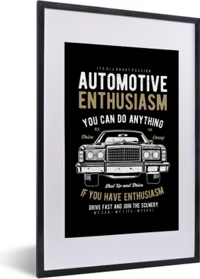 Produktbild von MuchoWow® MuchoWow® Gerahmtes Poster Mancave - Auto - Vintage - Schwarz 40x60 cm - Poster mit zchwarzem Bilderrahmen - Poster in Rahmen