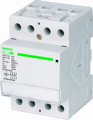 Immagine prodotto di Relè di comando GACIA, interruttore di protezione circuitale, contattori, contattori di installazione, contattori di potenza, 63A, 400V, montaggio su guida DIN TH-35, 3 poli