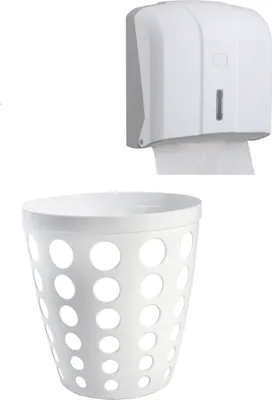 Produktbild von CleanSV Via Set 2 teilig  weiss  Papierhandtuchspender incl. Papierkorb