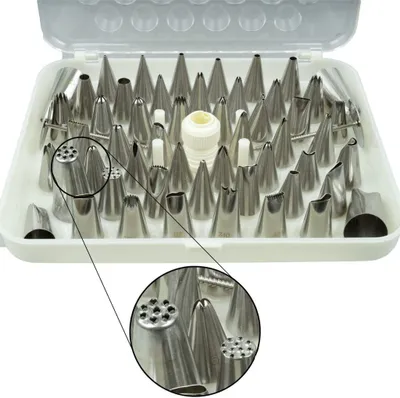 Produktbild von 52 TLG Spritztüllen Edelstahl Garniertülle Tüllen Blumennagel Set Torte Deko by RIVENBERT