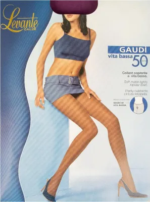 Obrázek produktu pro Dámské punčocháče 50 den, 55 dtex, z mikrovlákna, s nízkým pasem, LEVANTE, model GAUDI' 50 COLLANT VITA BASSA, 1/2 – S/M, bavlna 3 %, polyamid 86 %, Elastan 11 %