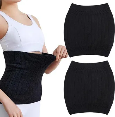 Produktbild von Warme Winterriemen Set - 2 Stück - Elastische Lendenriem - Thermische Nierwarmer - Lendensteun für den Winter