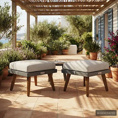 Produktbild von Gartenhocker Sitzhocker Hocker2er Set Gartenmöbel Balkonmöbel Outdoor Anthrazit