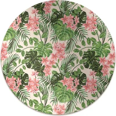 Produktbild von Rundmatte - Stuhlunterlage Bürostuhlunterlage - Rund Ø 100 cm - Bodenmatte - Fußmatte - Hibiskus
