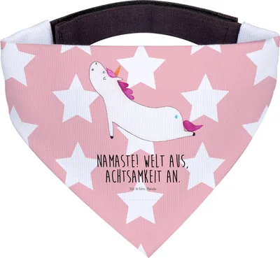 Produktbild von Mr. & Mrs. Panda Halstuch Hund Einhorn Yoga - Rot Pastell - Geschenk, Für Hunde, Yogamatte, Unicorn, Sport, Bandana, Dreieckstuch, Einhörner, Entspannung, Hundehalstuch