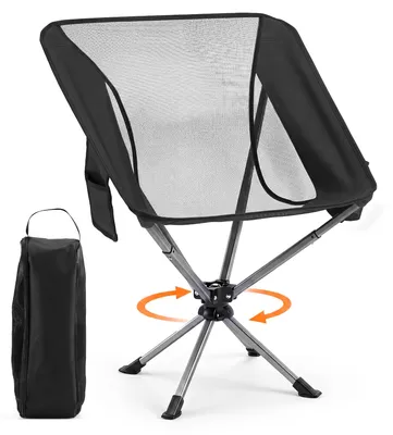 Produktbild von COSTWAY Campingstuhl faltbar Ultraleicht, Angelstuhl 360° drehbar, Klappstuhl mit Getränkehalter & Seitentasche, Faltstuhl bis 150kg belastbar
