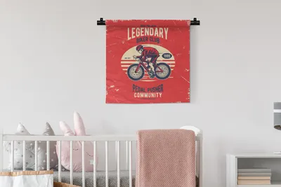Produktbild von MuchoWow® Wandteppich Wandbehang Radfahrer - Fahrrad - Vintage 60x60 cm Tapisserie Dekoration Wandtuch - Dekorationen - Wand Decke
