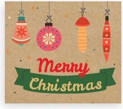 Zdjęcie produktu dla Naklejki Kraft 35x40mm Merry Christmas +Bombki, 200szt.