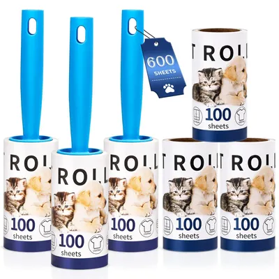 Productafbeelding van Rolletjes voor dierenharenverwijderaars, set van 600 stuks, met 3 handgrepen en 6 extra rolletjes